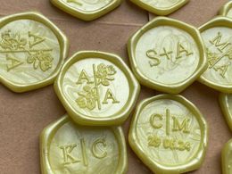 Party Supplies 2 Initial Custom Wax Seals Personalised Wedding Logo Seal Stickers Vintage Stamps With Self-Adhesive