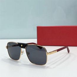 New fashion design men sunglasses 0389 pilot metal frame with leather buckle wooden temples simple and elegant style outdoor UV400 protective eyewear