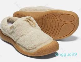 women's plush shoes half drag on the outside thick sole full coverage plush added winter one foot pedal little lamb hooves