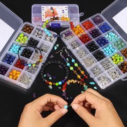 Natural 7 Chakra Jewellery DIY Handmade Bead Kit 8MM Round Stone Beads With Tool Kit for DIY Craft Bracelet Jewellery Making Supply 231229