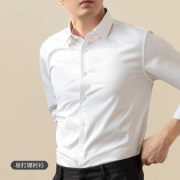 Men's Casual Shirts Long Sleeved White Shirt Non Ironing Professional Commuting Business Dress Work Fitting