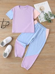 Clothing Sets Casual T Shirt Set Children Patchwork Colour Clothes Summer Shorts And Pants For Kids