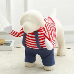 Dog Apparel Jumpsuits Striped Straps Cosplay Pet Bodysuit Funny Fake Hands Po Prop Puppy Clothes Round Neck Two-leg Soft Costume