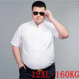 Men's Dress Shirts Men Short Sleeve Big Shirt Large Size 10XL 11XL 12XL Business Office Comfortable Summer Lapel White 8XL 9XL