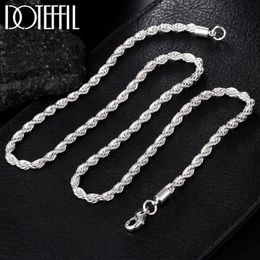 925 Sterling Silver ed Rope Chain Necklace 16 18 20 22 24 Inch 4mm For Women Man Fashion Wedding Charm Jewelry2315