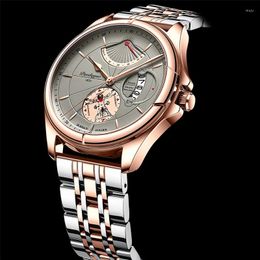 Wristwatches POEDAGAR Rose Gold Wrist Watches For Men Trend Brand Stainless Steel Waterproof Luxury Male Watch Casual Calendar Quartz Clock