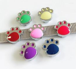 Pendant Necklaces 50PCS 8MM Enamel Mixed Colour Foot Printed Slide Charms Letters Fit Belts Bracelets