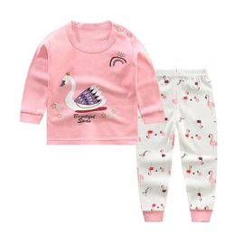 Sets Clothing Sets 100% Cotton 6M4T Baby Girls Pajama Outfit Long Sleeve Girl Children's Set Sleepwear Pink Toddler Fall Clothes 2021