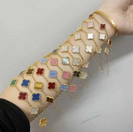 Designer Jewellery Luxury Bracelet Link Chain Vanca Kaleidoscope 18k Gold Van Clover Bracelet with Sparkling Crystals and Diamonds Perfect Gift for Women Girls 1CJ4