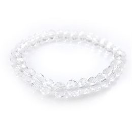 Transparent 8mm Faceted Crystal Beaded Bracelet For Women Simple Style Stretchy Bracelets 20pcs lot 2344