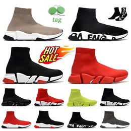 Luxury Brand Designer Belenciaga Sock Shoes Mens Womens Speed Trainers 1.0 2.0 Runner Socks Boots Tennis Shoe Knit White Black Mens Womens Chaussette Loafers Shoe 36-45