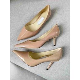 JC Jimmynessity Choo Dress quality shoes Pumps Classic Women Shoes high High Heels Nude Patent Leather Pointed Toe Slip on Wedding Party Evening Flat 35-43