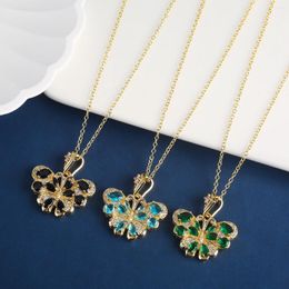 Pendant Necklaces Classic Fashion Copper Gold-plated Micro-inset Zircon Butterfly Necklace For Women Jewelry Party Birthday Gift