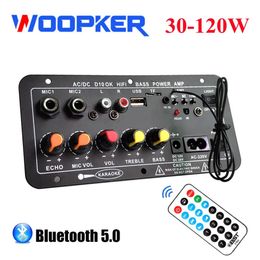Speakers Woopker Digital Bluetooth Stereo Amplifier Board Subwoofer Dual Microphone Amplifiers For 812 Inch Speaker 12v 24v 110/220V