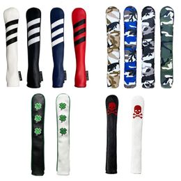 Skull Golf Alignment Rod Cover PU Leather Soft Head Protector Embroidered Surface Aim Training Aid Headcover Golf Accessories 231229