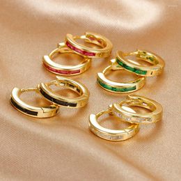 Hoop Earrings Simple Stainless Steel Small For Women Shiny Colourful Zircon Huggie Punk Earring Wedding Piercing Jewellery