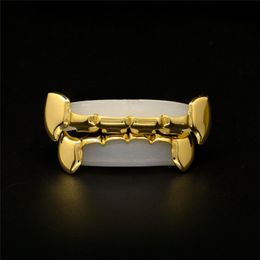 Factory direct unisex hip hop gold braces European and American singers with the same fangs braces gold-plated teeth decorative br286g