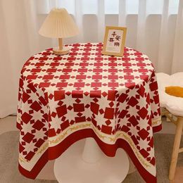 Table Cloth Plaid Waterproof Home Party Cover Nordic Style Round Tablecloth Cotton Flower Printing