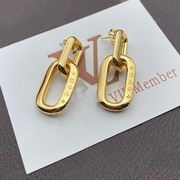 Without Box Luxury Brand Stud Earrings V Letter Flowers Printed High Quality Brass Earring For Women Party Gift Wholesale