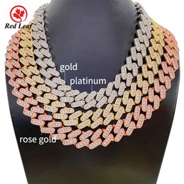 necklace moissanite chain Redleaf Custom Mens Necklace 10mm Gold Plated Chunky Cuban Link Chain Jewellery Necklace Women Cuban