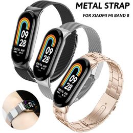 Necklace Ese Loop Strap for Xiaomi Mi Band 8 Stainless Steel Correa Miband 8 Metal Magnetic Bracelet for Mi Band 8 Nfc Accessories