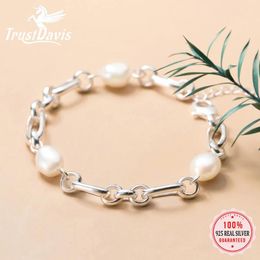 Chokers Trustdavis Sterling Sier Sweet 8mm Baroque Pearl Chain Bracelet for Women Wedding Birthday Fine S Jewelry Da1653