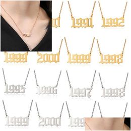 Pendant Necklaces Stainless Steel Birthday Year Necklace Personalised Number Initial Pendants Fashion Jewellery Drop Ship Delivery Dh86S