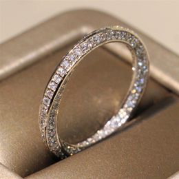 Cute Victoria Wieck Luxury Jewlery 925 Sterling Silver Corss Band Pave White Sapphire CZ Diamond Women Wedding Party Rings for Lov284I