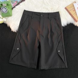 Men's Shorts Vintage Large Pocket Work Summer Male Loose Suit Straight Breeches Harajuku Fashion Clothes Mens Casual Pants A160