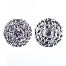 50pcs 25mm Round Rhinestone Silver Button Flatback Decoration Crystal Buckles For Baby Hair Accessories3012