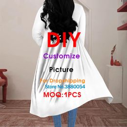 Dress Noisydesigns Custom Women's Trench Coat Cardigan Office Lady Spring Autumn Girls Outwear Long Pants Tops Suits 4XL Dropshipping