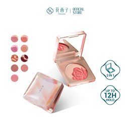 Florasis Peon Rose Doublecolor Powder Blush Highlight Natural Nude Shimmer Carving Blusher Pink Makeup Tone 231229