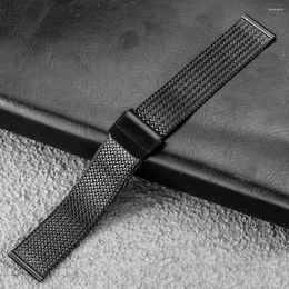 Watch Bands 20MM 22MM Steel Mesh Band Premium Replacement Black Wristwatches Exquisite Watches Strap With Hook Buckle