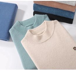 Men's Sweaters 2023 Male Mock Collar Woollen Sweater Tops Autumn Winter Cashmere Men Pullover Knitted Warm