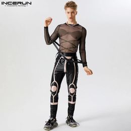 Dresses 2023 Fashion Men Jumpsuits Printing Pants Sleeveless Fitness Suspender Rompers Streetwear Male Straps Overalls S5XL INCERUN