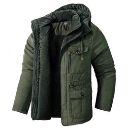 2023 Male Windbreaker Hooded Outwear Cotton Parka Snow Coats Mens Thicken Warm Winter Jacket Cashmere Fleece Inner CottonPadded 231229