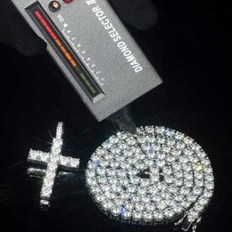 Necklaces Factory Price in Stock 5mm Vvs Moissanite Diamond Tennis Chain 925 Silver Hip Hop Necklace Bracelet Set for Women Men Jewelry