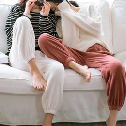 Women's Sleepwear Fashion Women Winter Sleep Bottoms Pajamas Pants Coral Fleece Velvet Warm Soft Long Trousers Stretchy Homewear