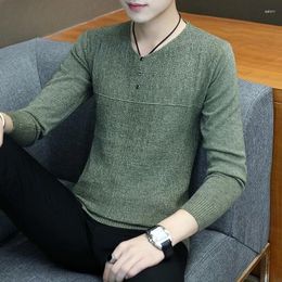 Men's Sweaters Man Clothes Pink V Neck Pullovers Plain Knitted For Men Solid Colour Slim Fit Casual Korean Autumn Order Tops Maletry A