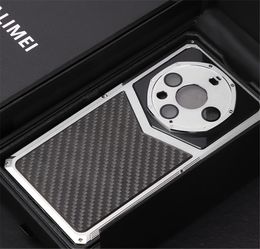 Genuine Carbon Fibre Metal Case for Huawei Mate 60 Pro+/Mate 60 Pro Glass Film Armour Cameral Lens Protect Full Cover