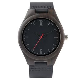 Casual Männer Uhren Schwarz Natürliche Holz Uhr Männliche Analoge Quarzuhr Bambus Armbanduhr Mit Leder Armband Band Strap Geschenk Reloj242K