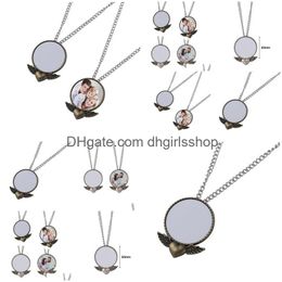 Pendant Necklaces Heat Transfer Round Necklace Diy Blank Sublimation Couple Fashion Accessories Drop Delivery Jewellery Pendants Dhqvg