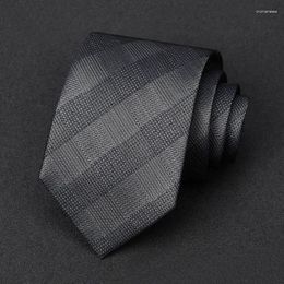 Bow Ties 2024 High-quality Luxury 8 CM Stripe Silk Tie For Men Brand Designer Business Suit Dresses Necktie Male Wedding Party