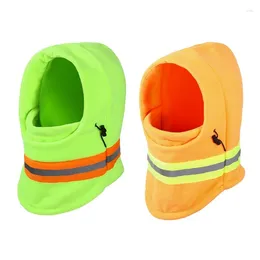 Berets Adult Hood Hat Fleece Balaclava Reflective Stripes Neck Protect Outdoor Y1UA