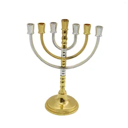 Candle Holders 7 Branch Menorah Ornaments Graceful Style Centrepiece Metal Holder For Shabbat Home Decoration Desktop Wedding Tabernacle