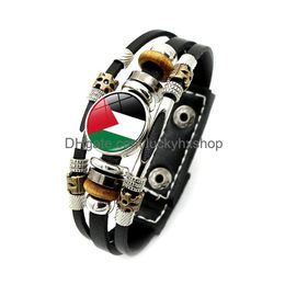 Charm Bracelets Leather Bracelet For Women Punk Style Mti-Layer Braided Beaded Jewelry Drop Delivery Dhkcq