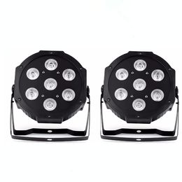 2pcs/LED Flat Par7x12W/RGBW 7x18W RGBWA+UV Light DMX512 6-10CH Stage Light Stroboscope For Home Entertainment Professional Stage