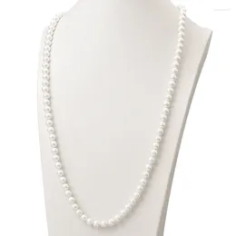 Chains Pure White Long Pearls Necklace 8mm Size For Enchanted Synthetic Shell 36inch Party Wedding Gifts H870