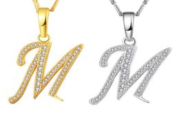 Capital Initial M Letter Necklace For Women SilverGold Color Alphabet Pendant Chain Name Jewelry Gift for Her2431463