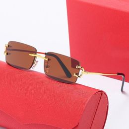 new NEW Metal Sunglasses Rimless Square Big C Luxury Mens Sunglass Carter Sun Glasses Brand oculos de sol231230